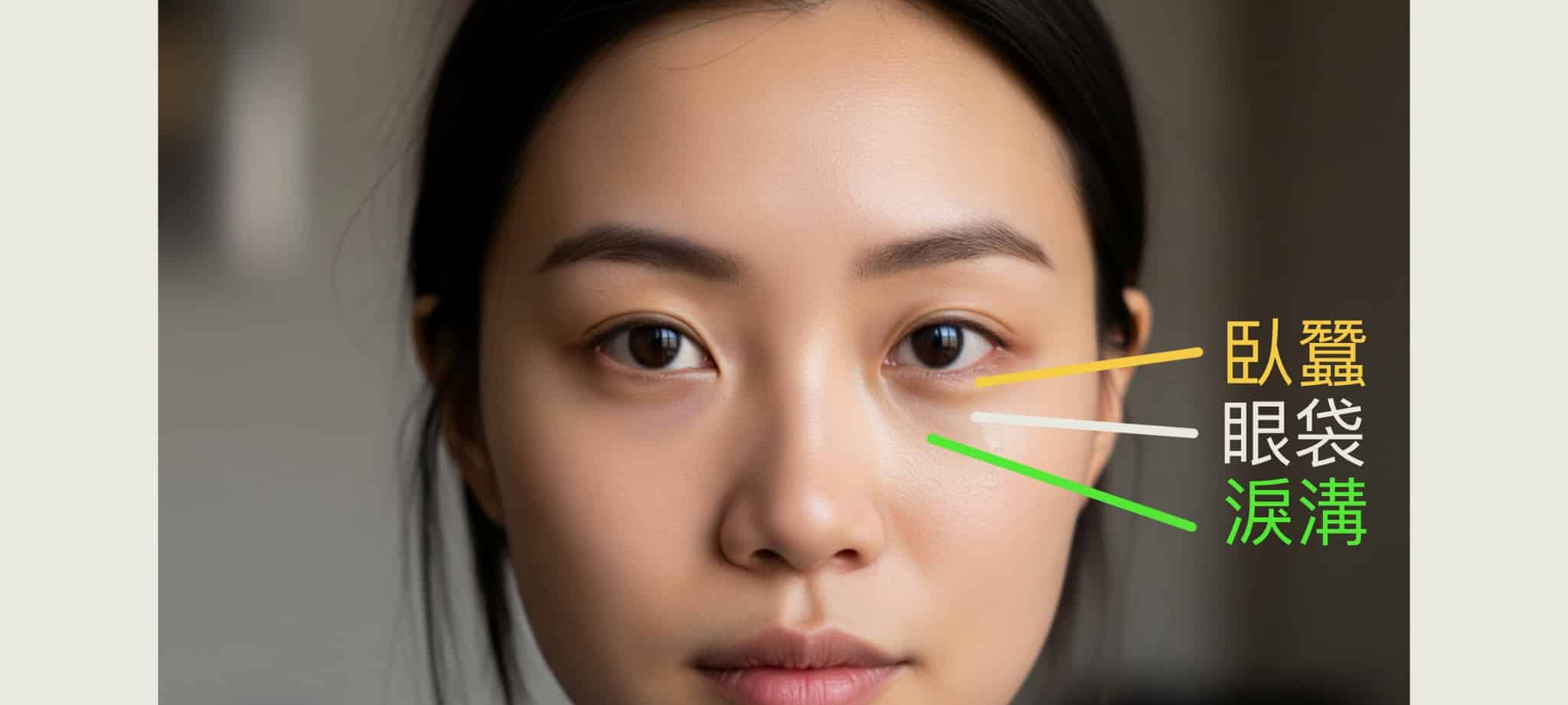 眼下有臥蠶、眼袋、淚溝，先分辨清楚，才知道自己需要改善的方向