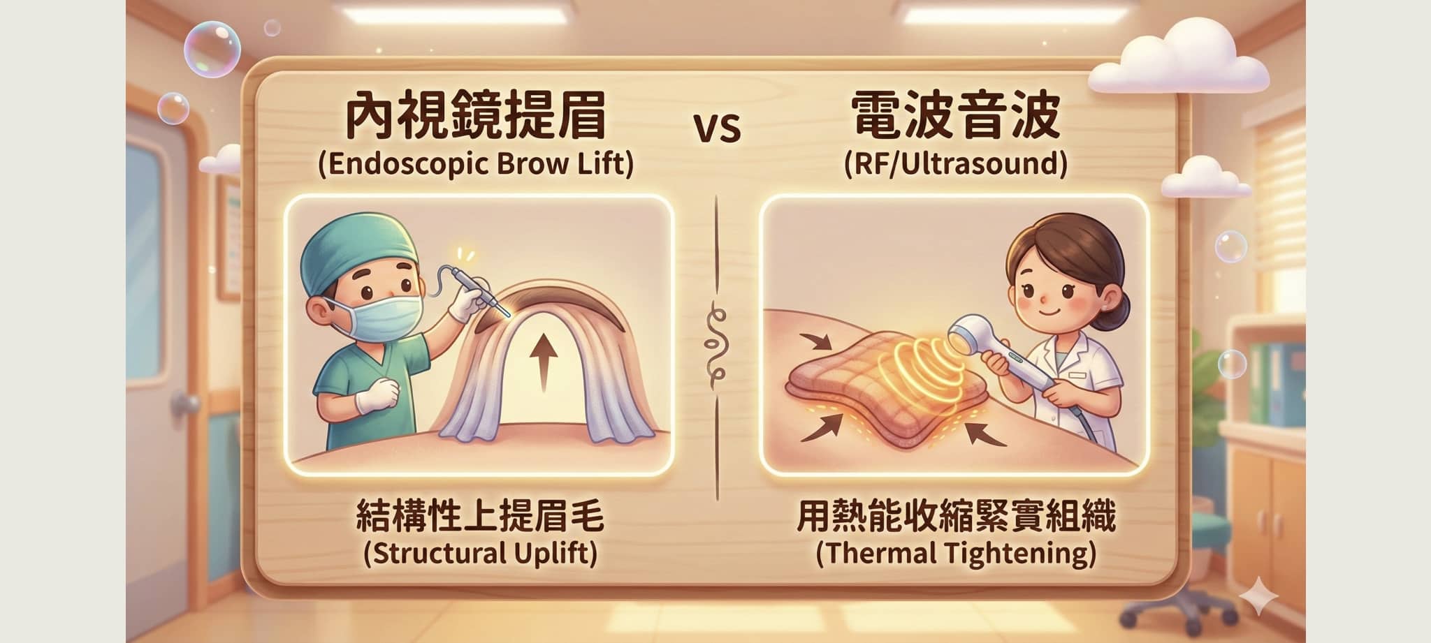 內視鏡提眉和電音波各自的作用原理