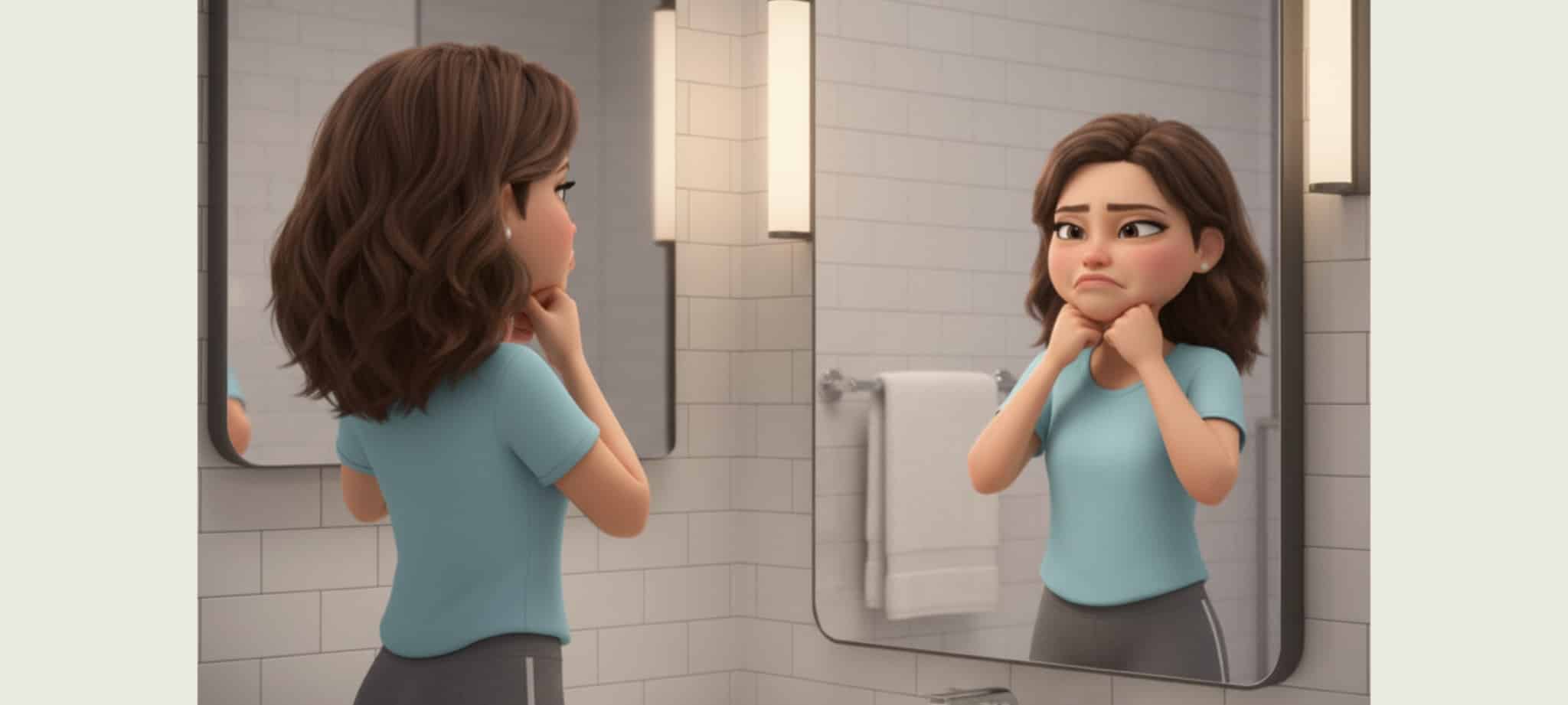 可以對著鏡子捏下巴 評估自己是哪個部位鬆弛肥厚