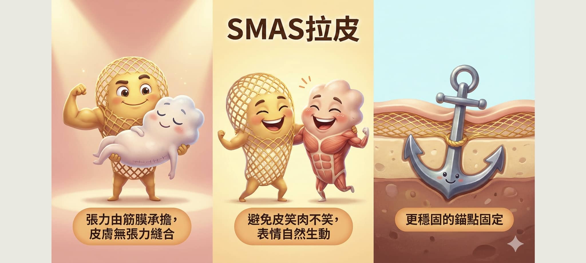 筋膜拉皮能維持多久?中下臉拉皮手術揭密:SMAS 筋膜層與拉提效果的 10 年關鍵 2 SMAS筋膜拉提三大優勢