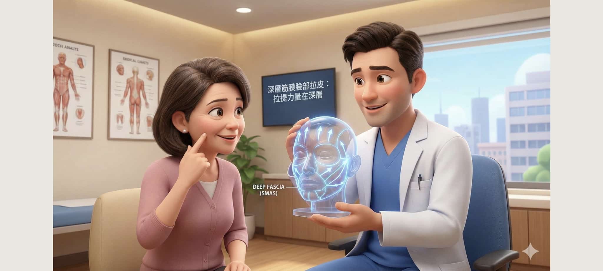 拉皮手術會有疤痕嗎?台南葉醫師揭秘隱痕關鍵:張力在筋膜不在皮膚 2 深層筋膜拉皮 拉提的張力在深層筋膜