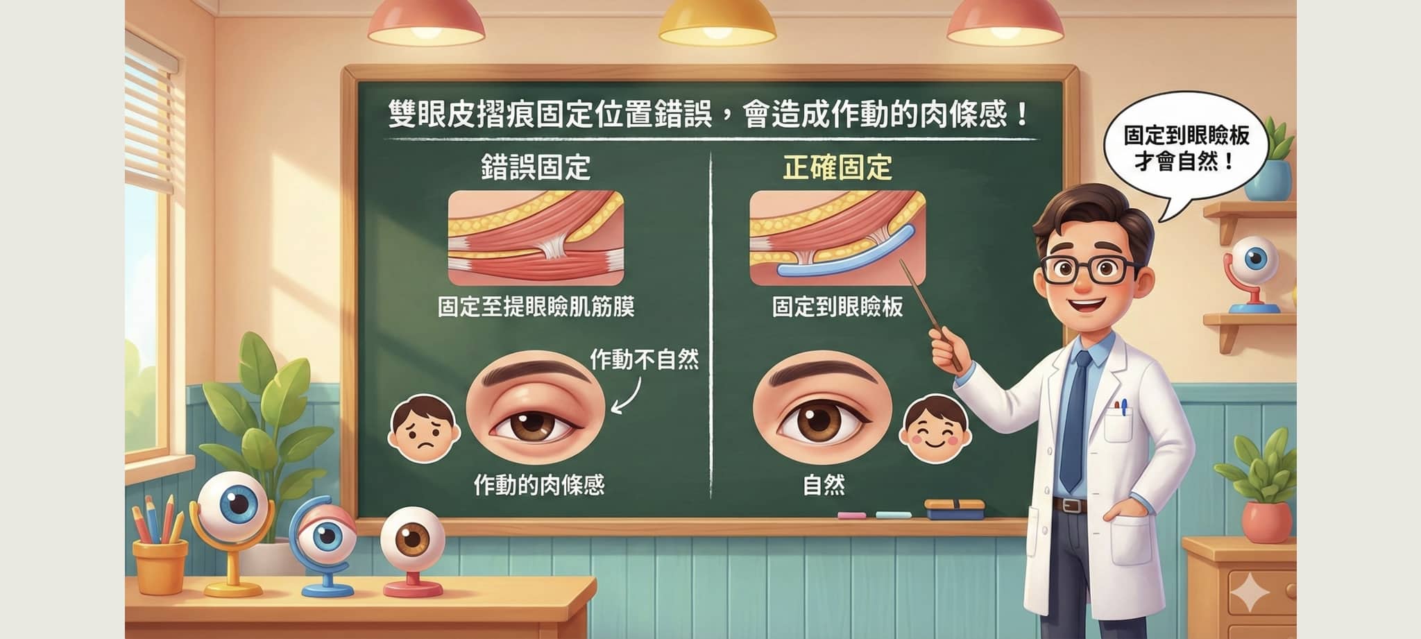 雙眼皮肉條感遲遲不消?台南葉亘耕醫師解析4大成因與改善方案 3 雙眼皮折痕固定位置錯誤也有可能造成術後肉條感