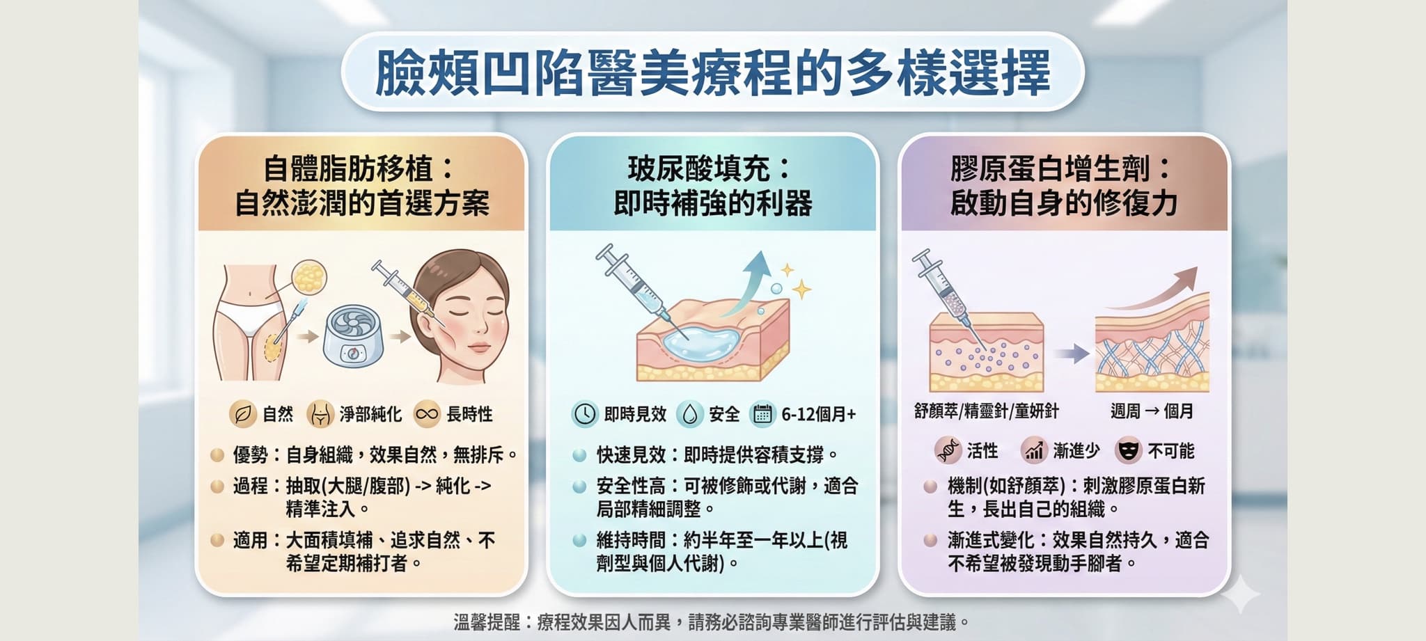 臉頰凹陷全攻略:解析臉頰凹陷原因與醫美療程解決方案,找回臉部支撐力 2 臉頰凹陷填充有自體脂肪、玻尿酸和膠原蛋白增生等方式