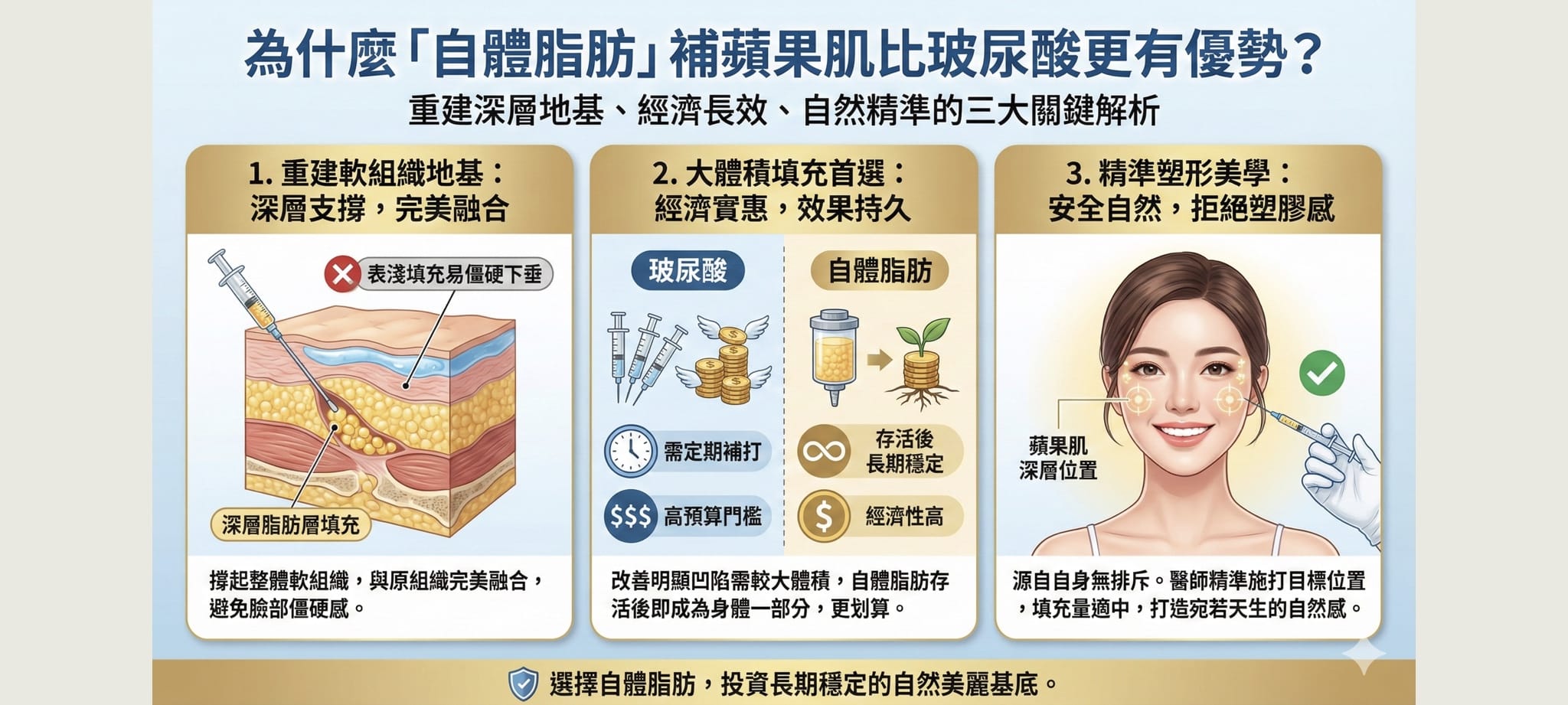 蘋果肌凹陷才是中臉老態元兇?醫師解析深層脂肪支撐與自然澎潤的關鍵 3 自體脂肪比起玻尿酸更可以打造自然澎潤蘋果肌