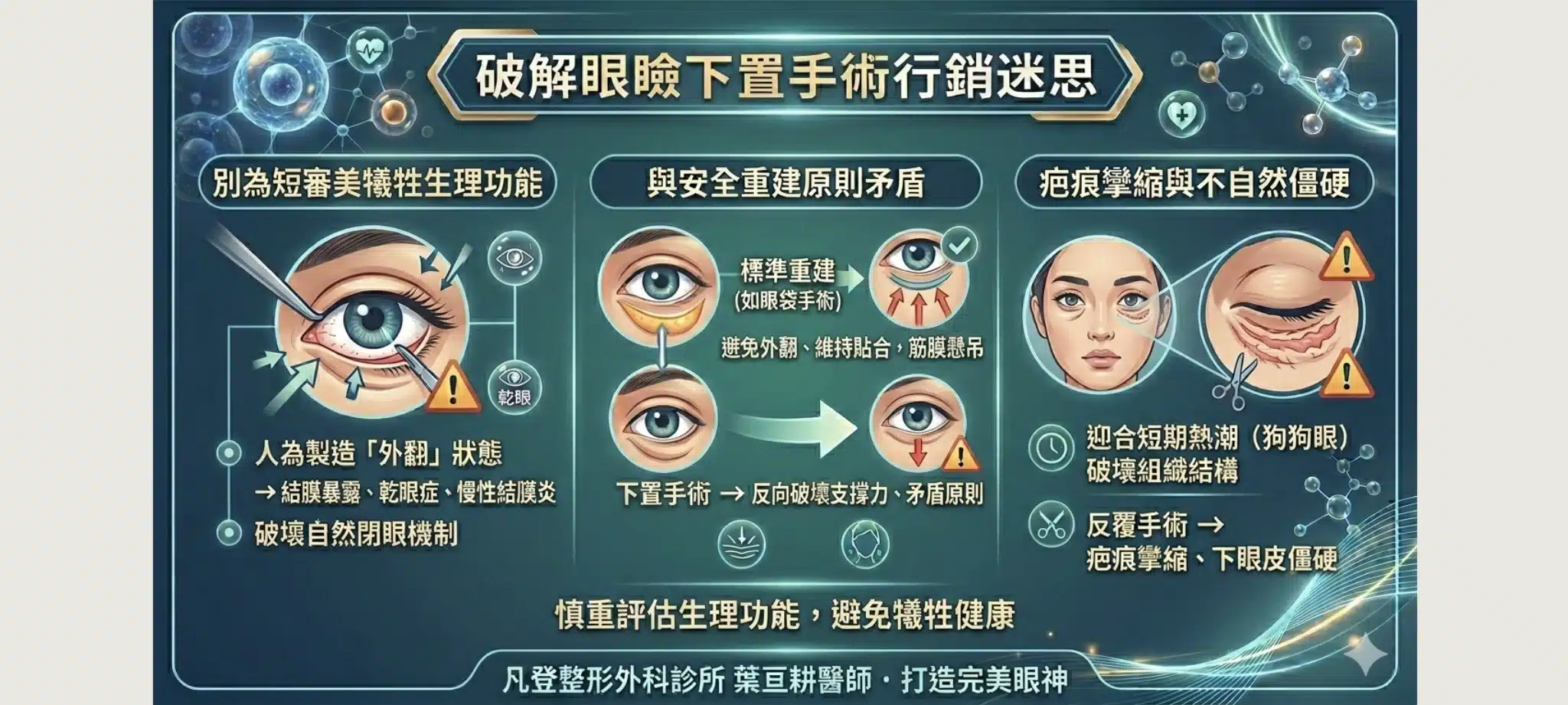 追求「狗狗眼」?眼瞼下置手術必看:專業醫師解析眼尾下置隱藏風險與替代方案 1 為什麼我不推薦眼瞼下置手術
