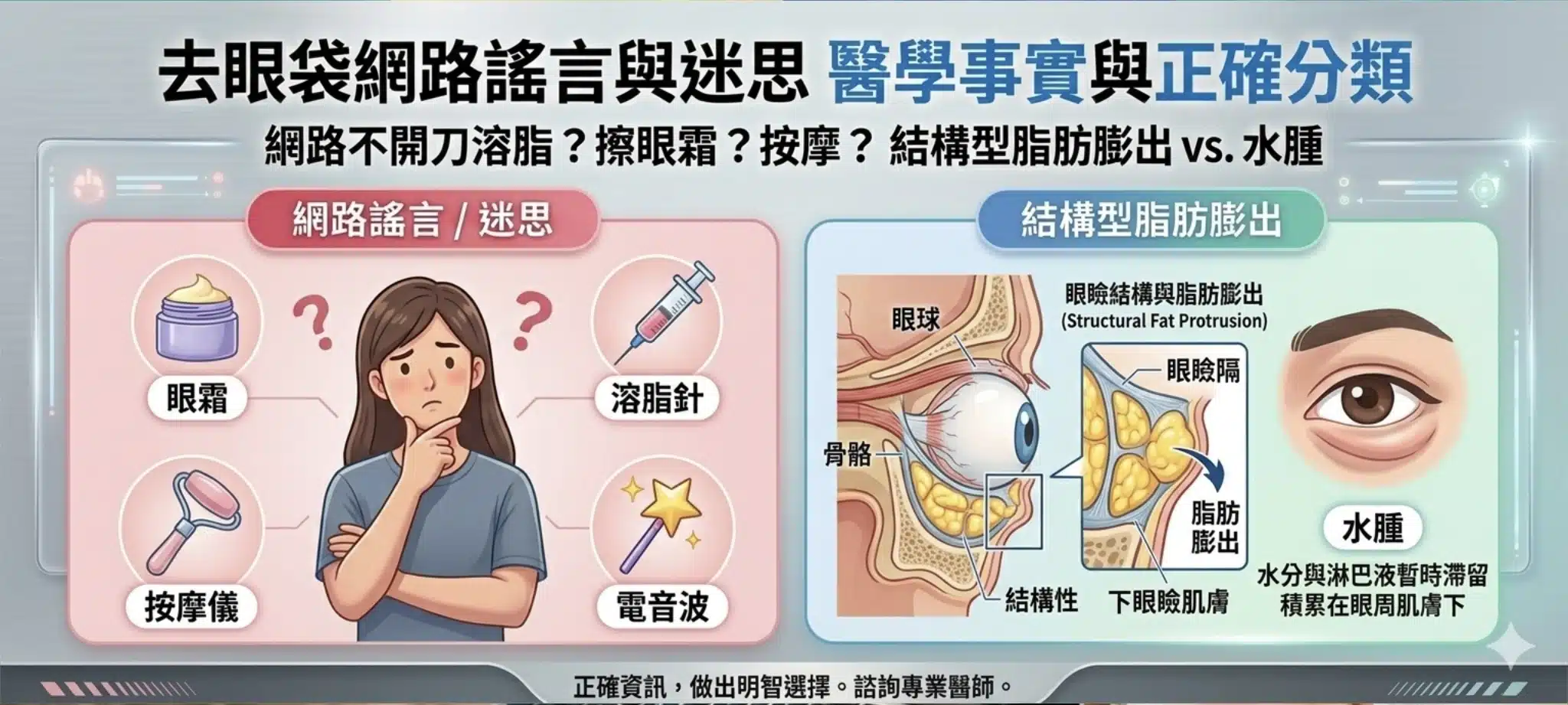眼袋手術大解密!五合一眼袋、無痕眼袋是什麼?整形外科醫師教你破解網路術語 4 眼袋還有很多網路上常見的謠言