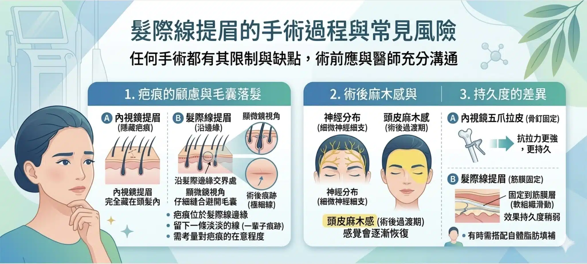 高額頭的救星:髮際線提眉手術解析,改善眉壓眼還能同時縮減額頭! 2 髮際線提眉的缺點