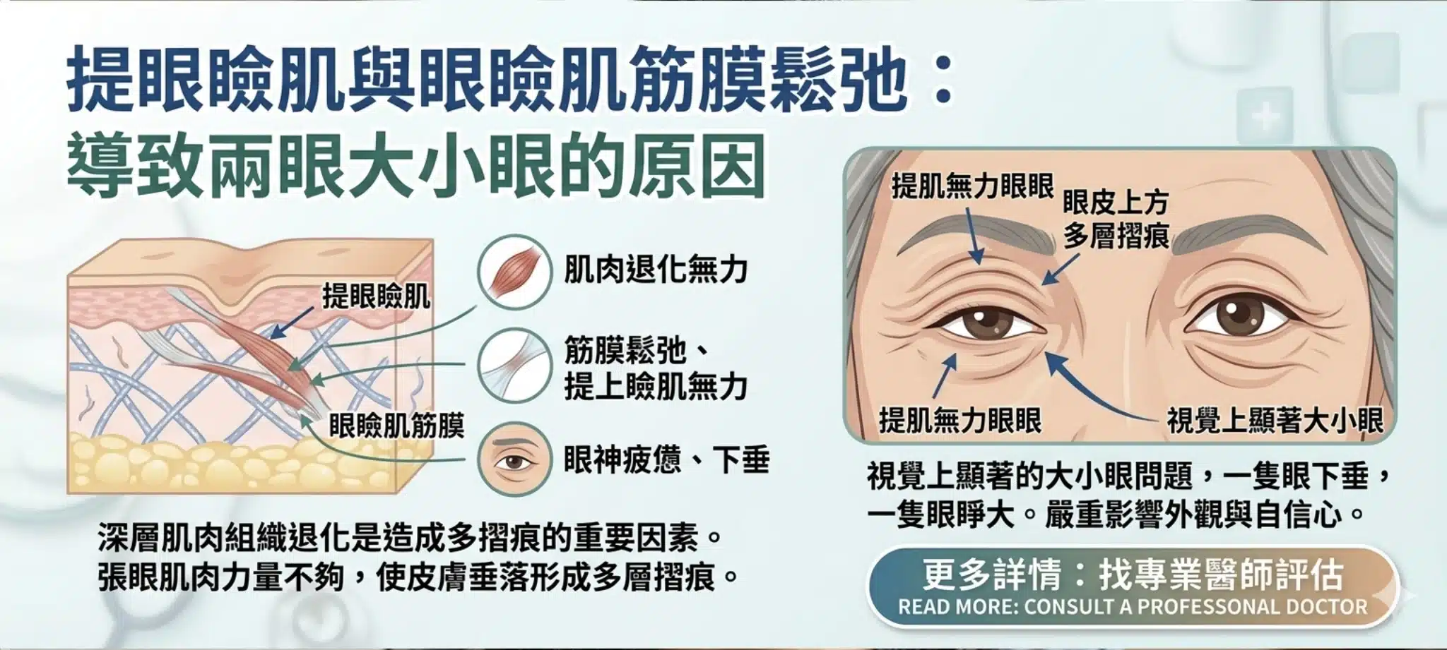 為什麼會出現三眼皮?解析多眼皮發生的原因 2 提眼瞼肌鬆弛也有可能造成多層眼皮